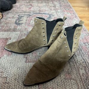 Marc Fisher Studded Suede Ankle Boots - Tan